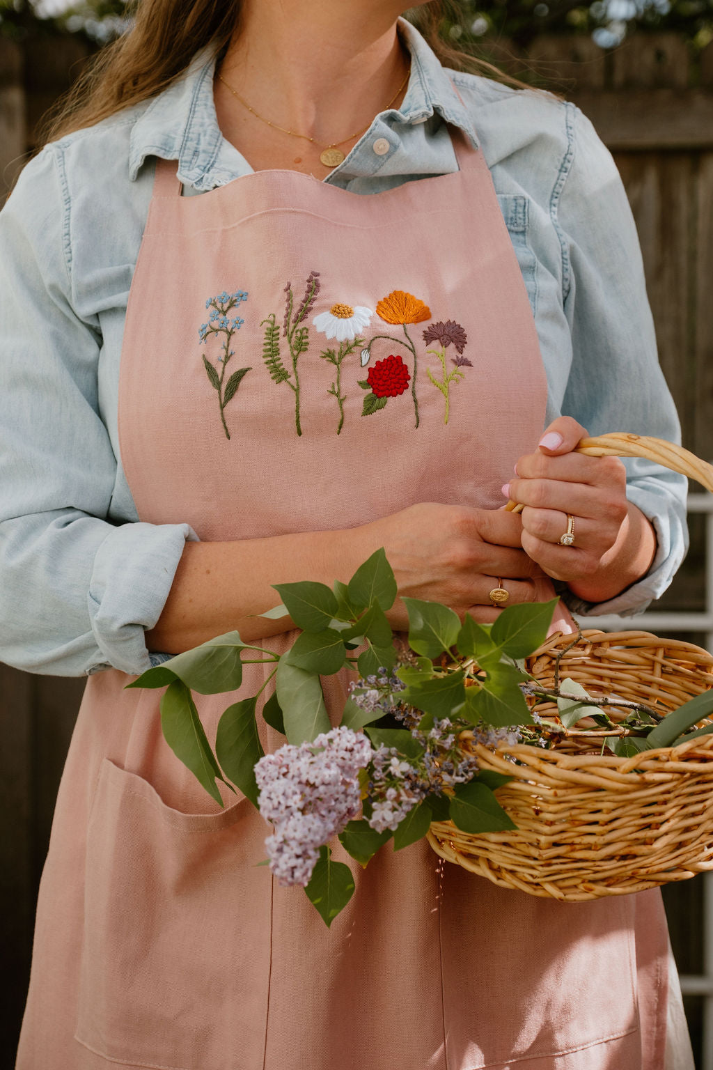 Embroidered Apron Dress Cream