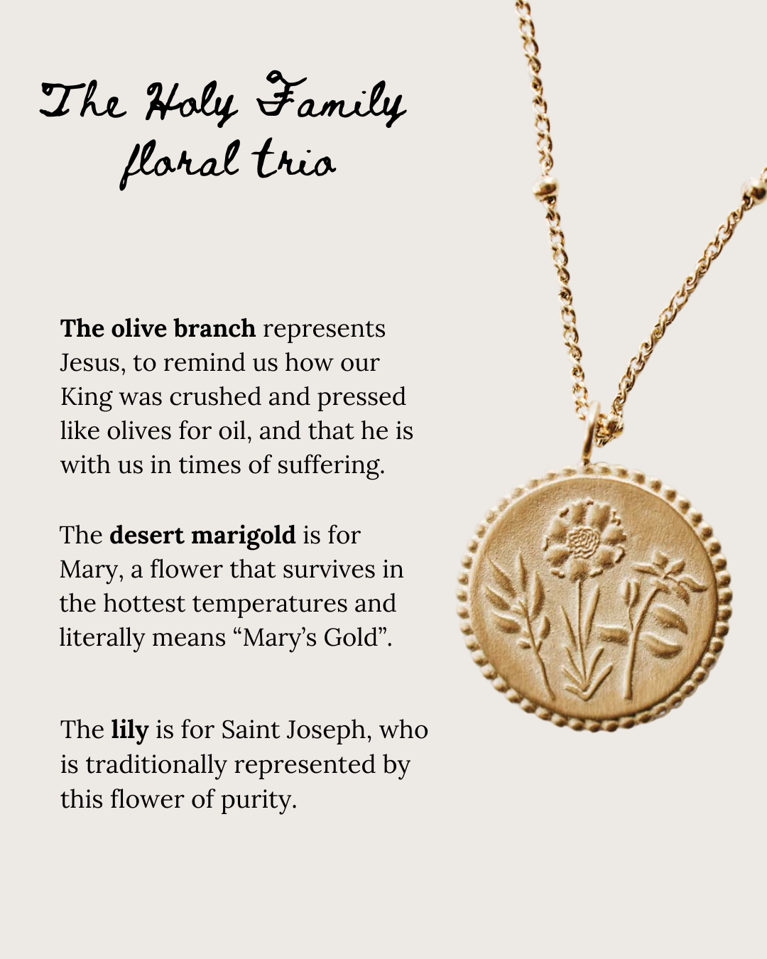 Holy Family Floral Necklace - 14K Gold Filled