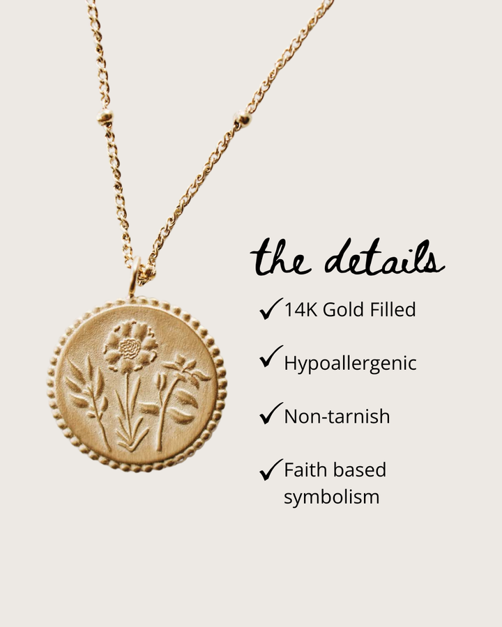 Holy Family Floral Necklace - 14K Gold Filled