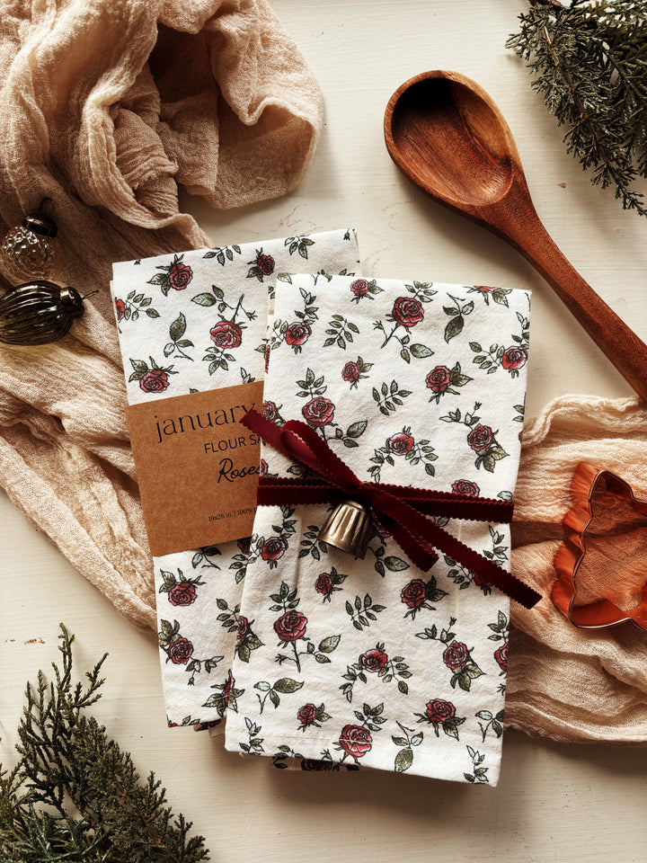 Roses Blooming Tea Towels