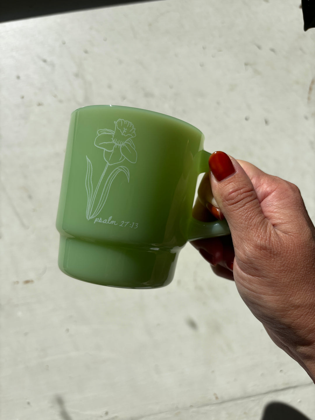Psalm 27 Milk Glass Mug
