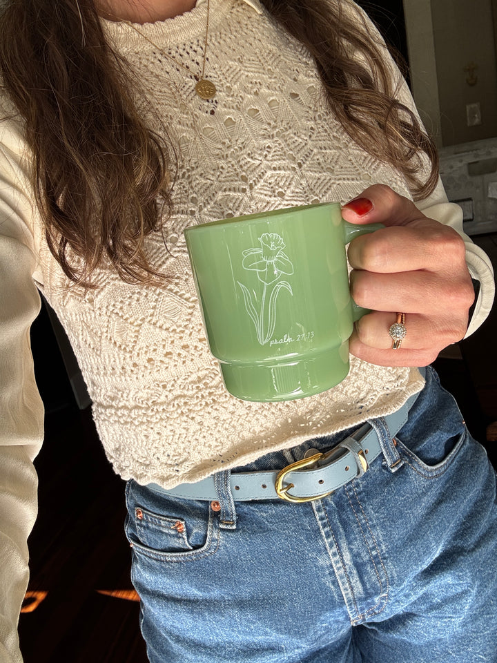 Psalm 27 Milk Glass Mug