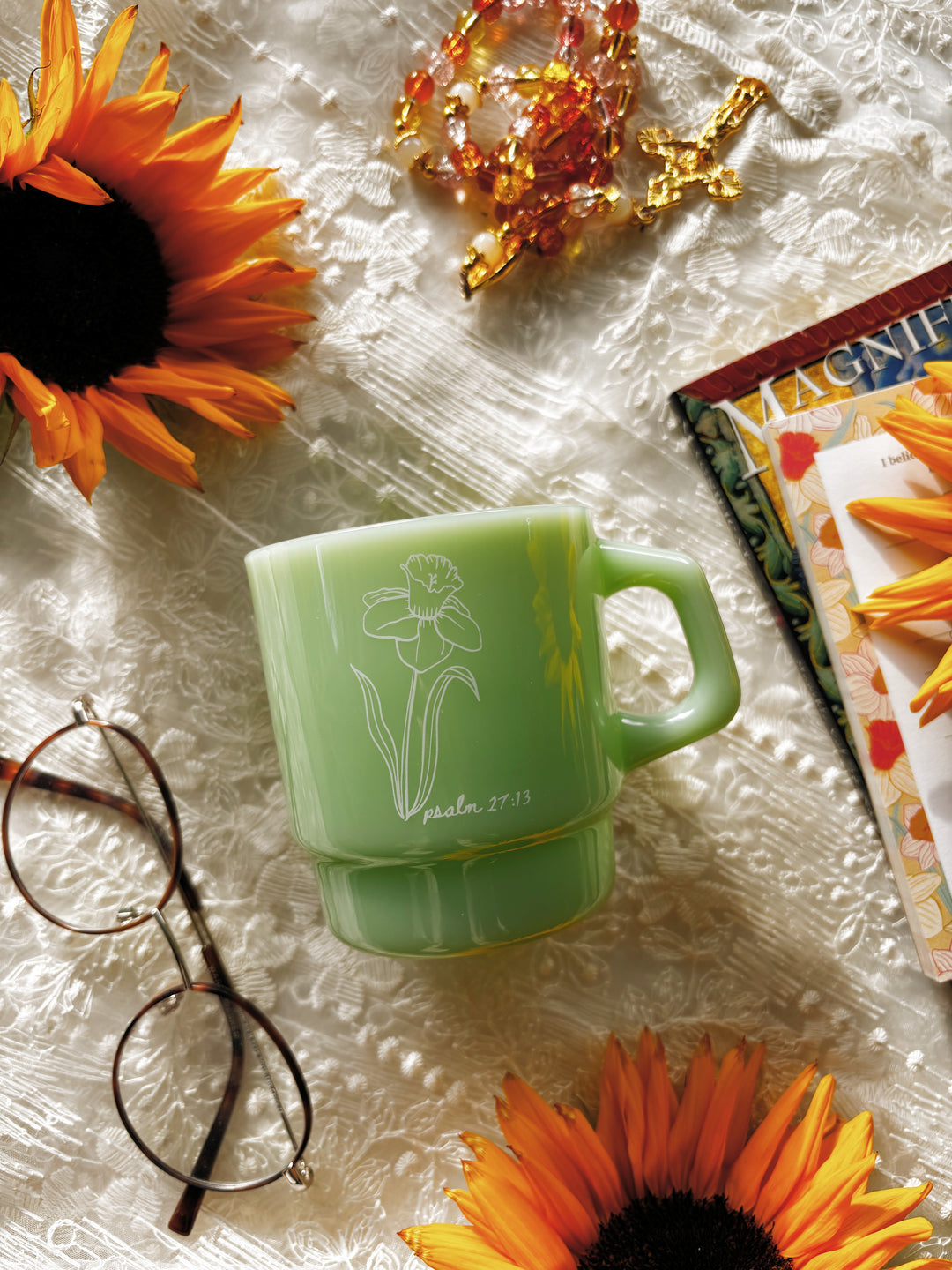 Psalm 27 Milk Glass Mug
