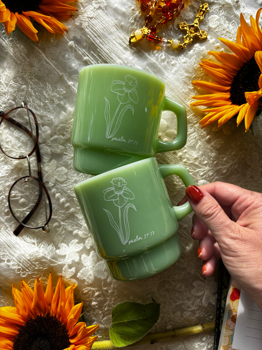 Psalm 27 Milk Glass Mug