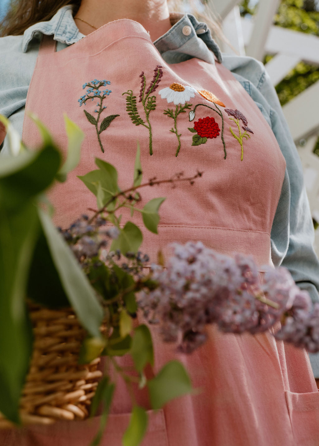 Embroidered Apron Dress Cream