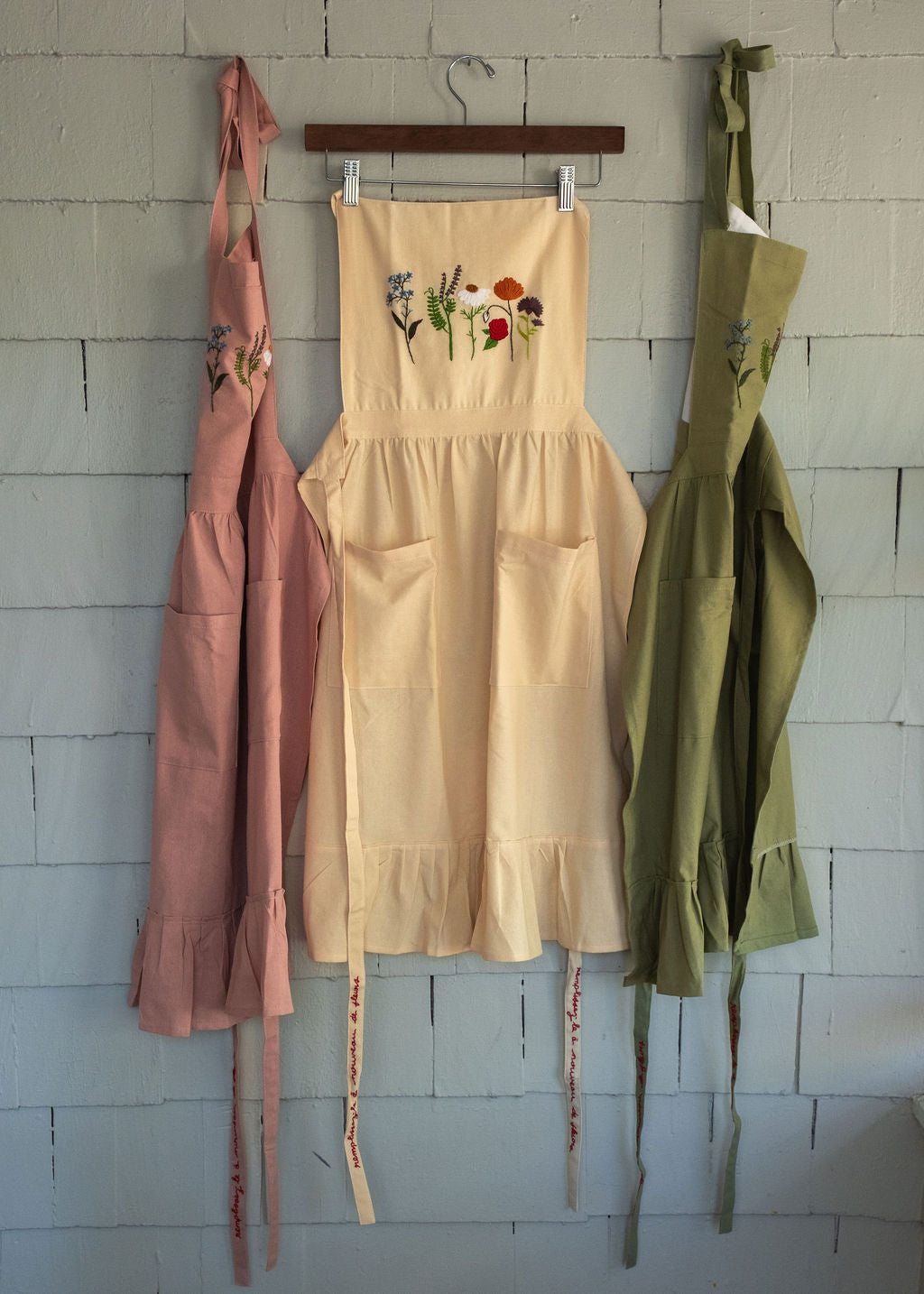 Embroidered Apron Dress Cream
