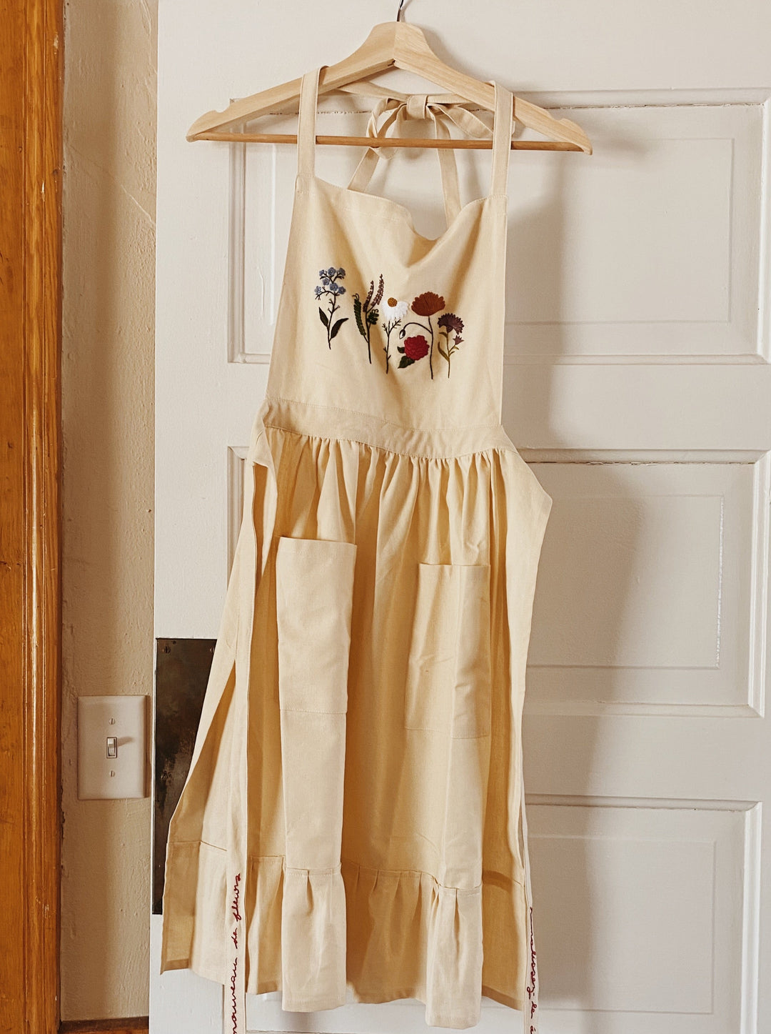 Embroidered Apron Dress Cream Embroidered Apron Dress Cream
