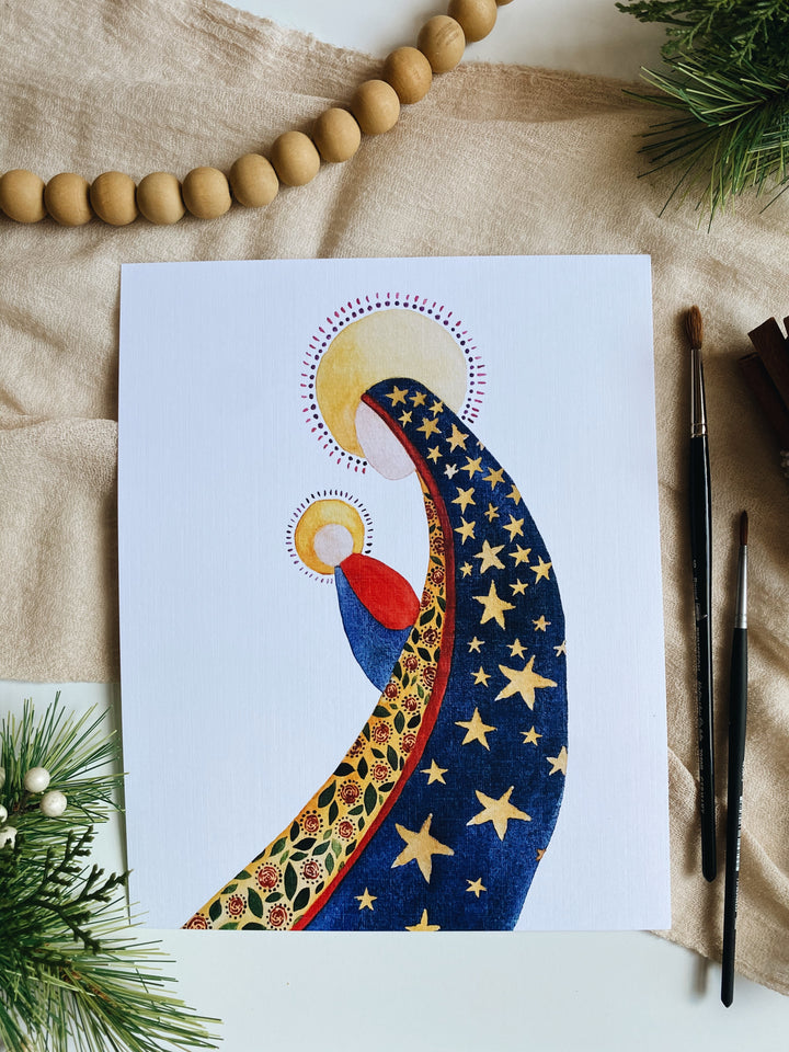 Mary and Jesus Folk Print