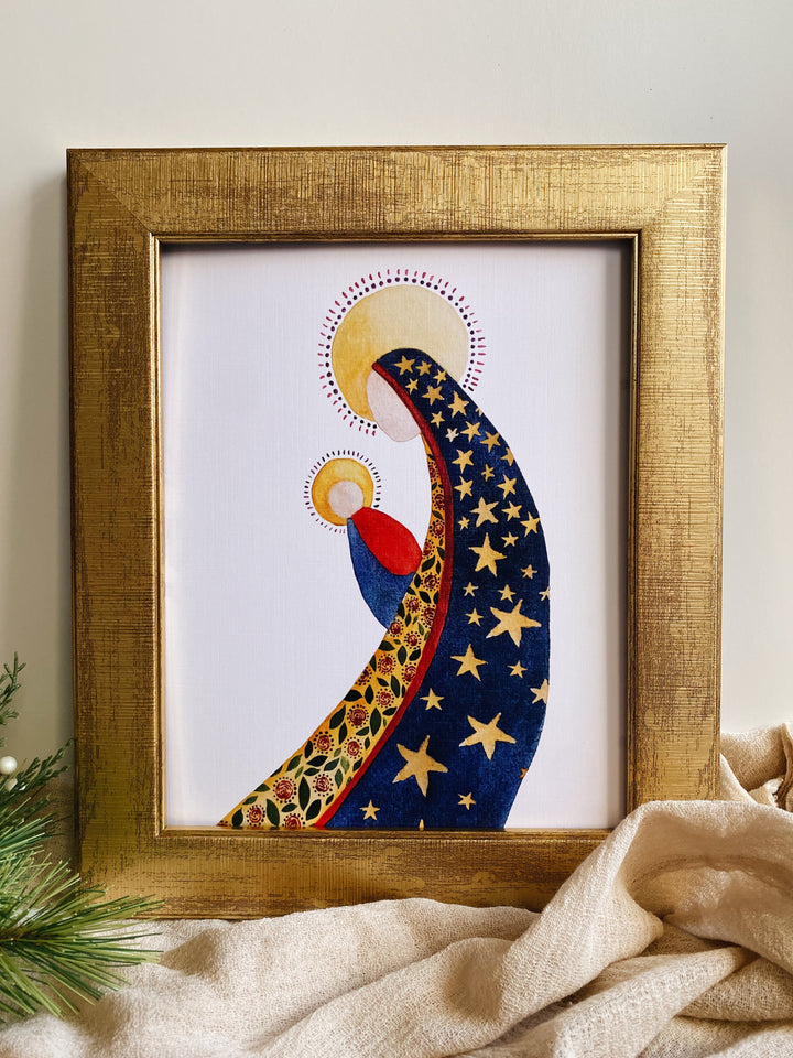 Mary and Jesus Folk Print