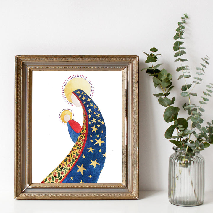 Mary and Jesus Folk Print